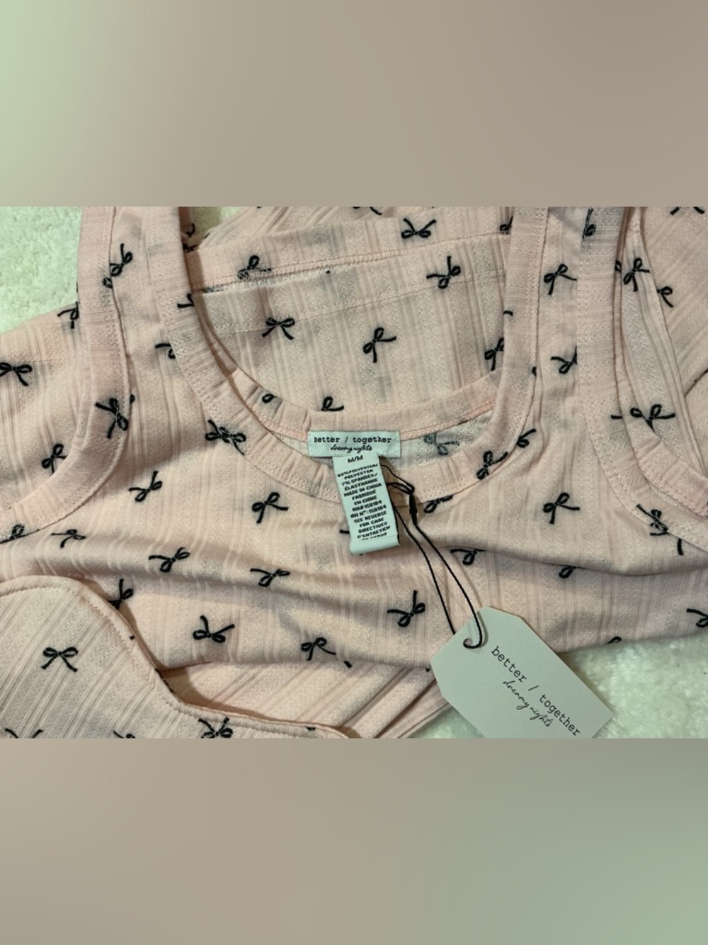 Cozy Pink Bow-Print Women's Pajama Set - Picture 3 of 5